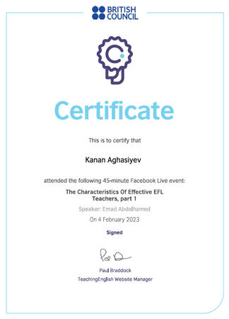 British Council Certificate