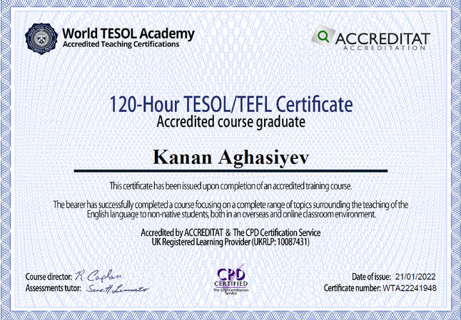 TESOL certificate